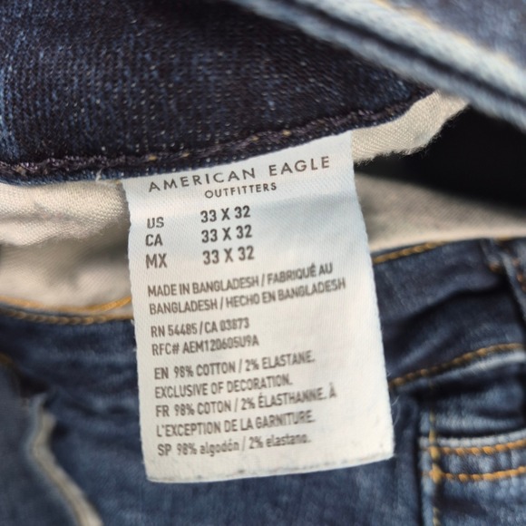 American Eagle 33x32 (34x30) Men's Airflex+ Straight Jeans Dark Wash Stretch - Picture 6 of 11